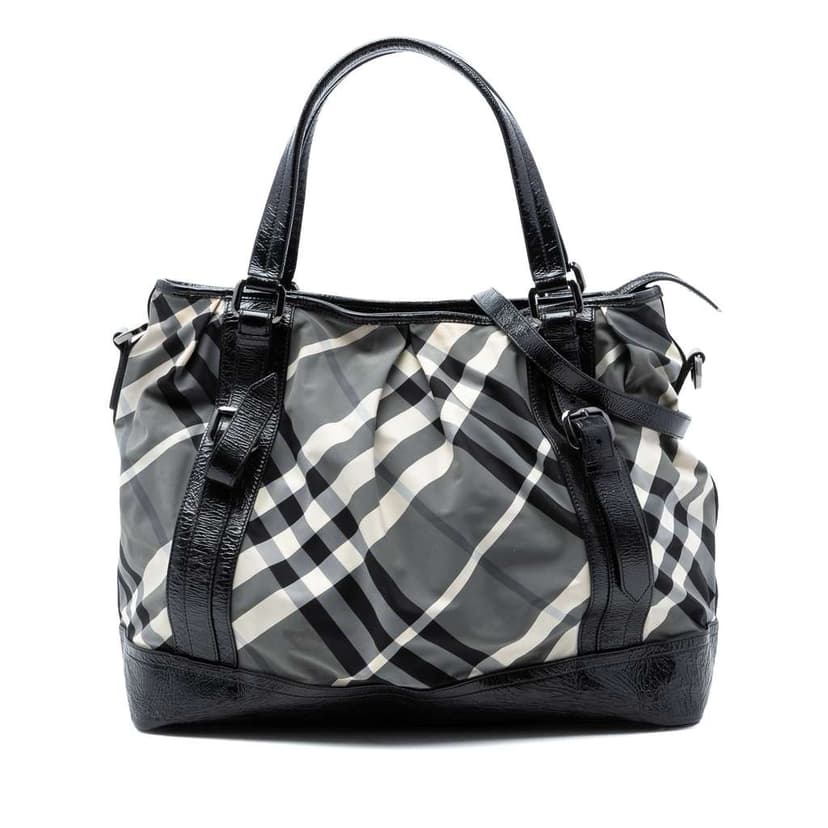 Burberry Large Beat Check Nylon Lowry Satchel