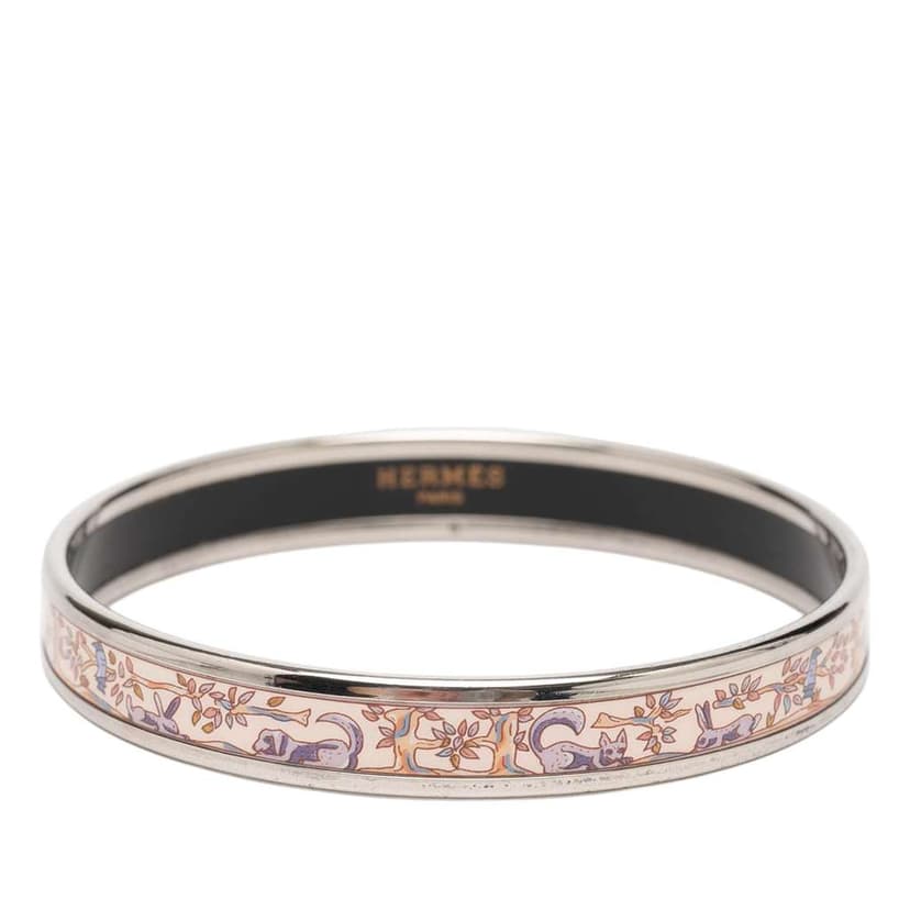 Hermès Narrow Forest Animals Enamel Bangle 65