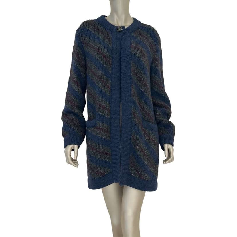 Chanel Alpaca Striped Chunky Cardigan