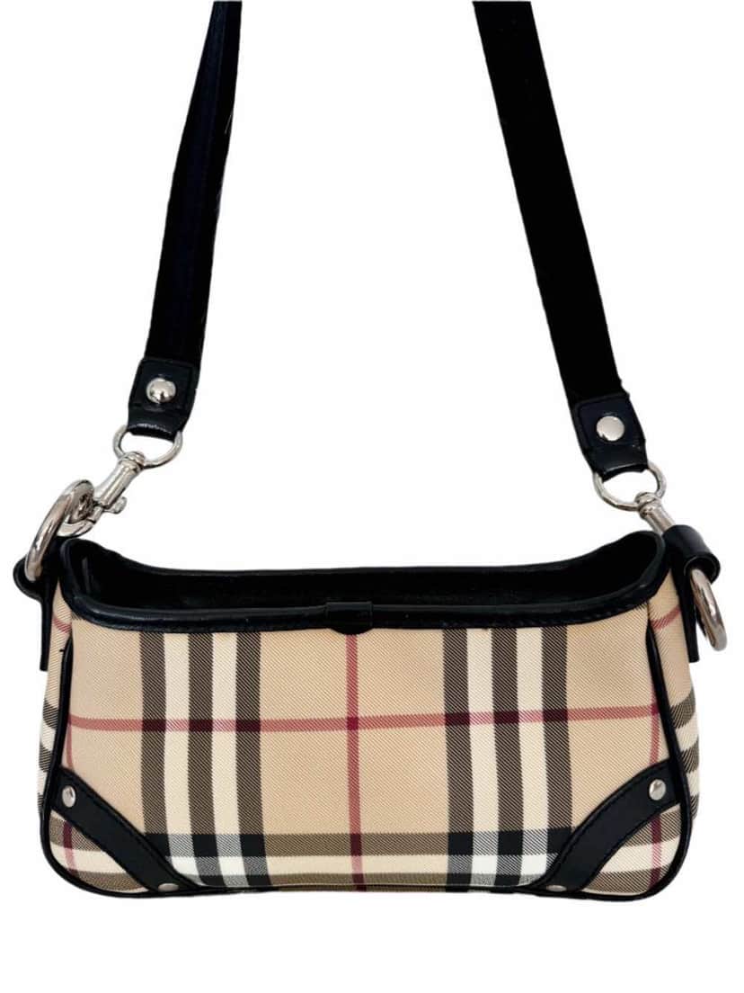 Burberry Baguette Crossbody MultiColor Canvas Leather Very good condition - Front View