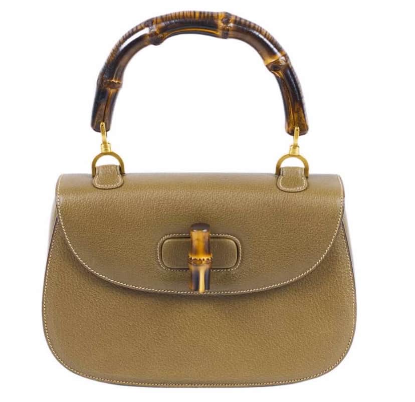 Gucci Bamboo 1947 Brown Leather Wood Never worn - Front View