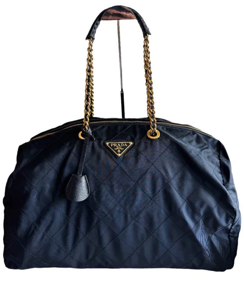 Prada Travel Tote Blue Satin Leather Very good condition - Front View