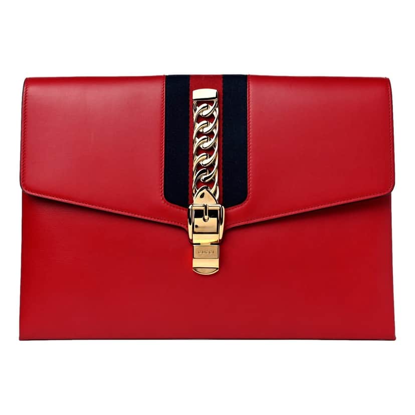 Gucci Gucci Maxi Sylvie Red Clutch Red Leather Good condition - Front View