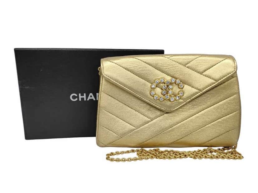 Chanel Wallet On Chain Gold Leather Good condition - Front View