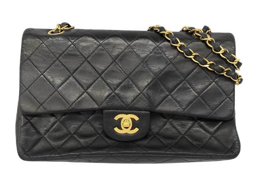 Chanel Double flap Black Leather Good condition - Front View