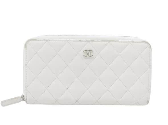 Chanel Long portefeuille zippé White Leather Good condition - Front View