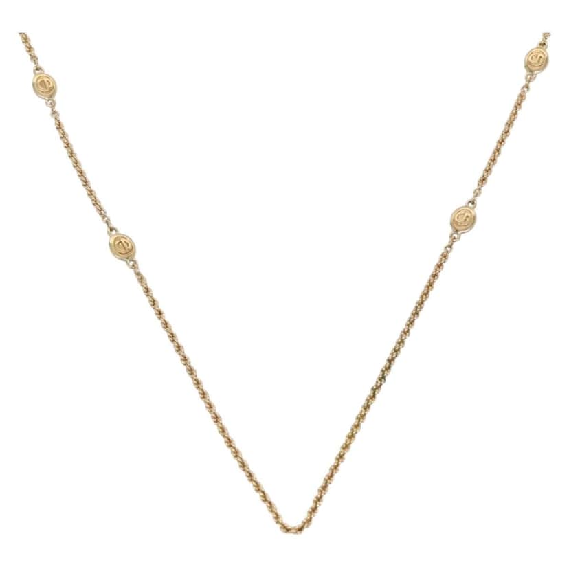 Christian Dior CD Round Pendant Necklace Gold Metal Good condition - Front View