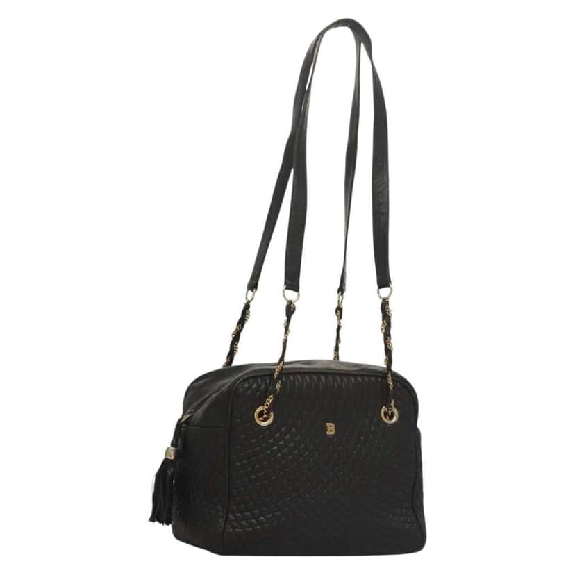 Bally Vintage Chain Shoulder Bag Brown Leather Good condition - Front View