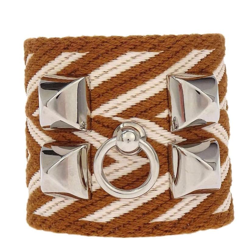 Hermès Collier De Chien Medor Bracelet Brown Leather Good condition - Front View
