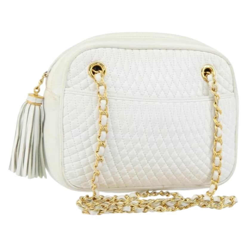 Bally Vintage Chain Shoulder Bag White Leather Good condition - Front View