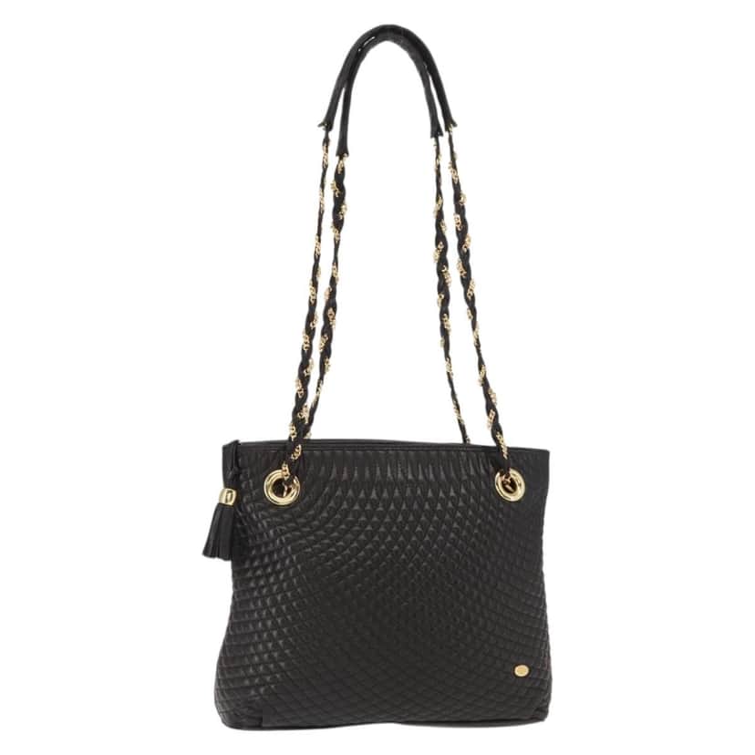 Bally Vintage Chain Shoulder Bag Black Leather Good condition - Front View