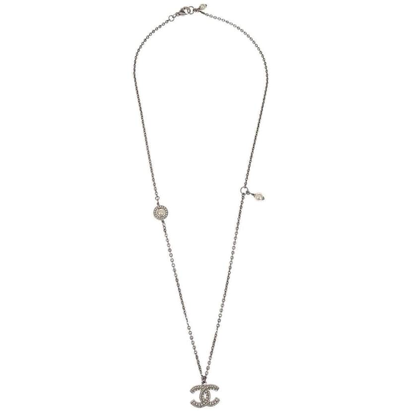 Chanel CC Chain Necklace Silver Good condition - Front View