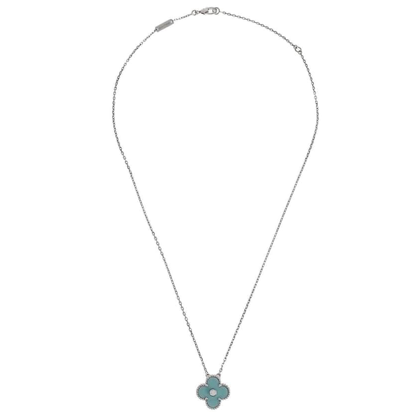 Van Cleef & Arpels Vintage Alhambra Pendant Necklace Silver Good condition - Front View