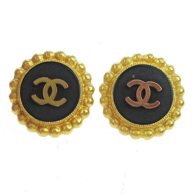 Chanel CC Round Earrings Gold Good condition - Front View