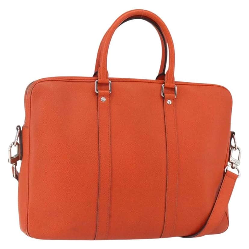 Louis Vuitton Porte-Documents Voyage Briefcase Orange Leather Good condition - Front View