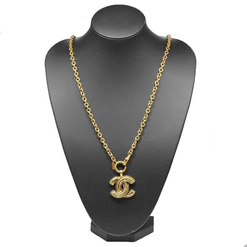 Chanel Vintage CC Pendant Necklace Gold Good condition - Front View