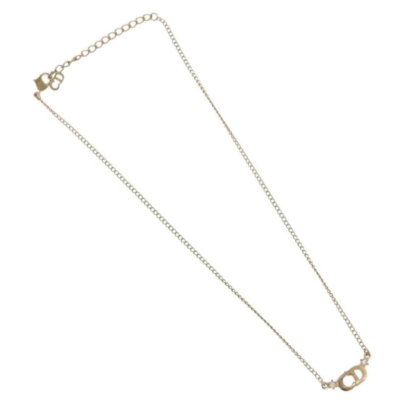 Christian Dior CD Pendant Necklace Gold Metal Good condition - Front View
