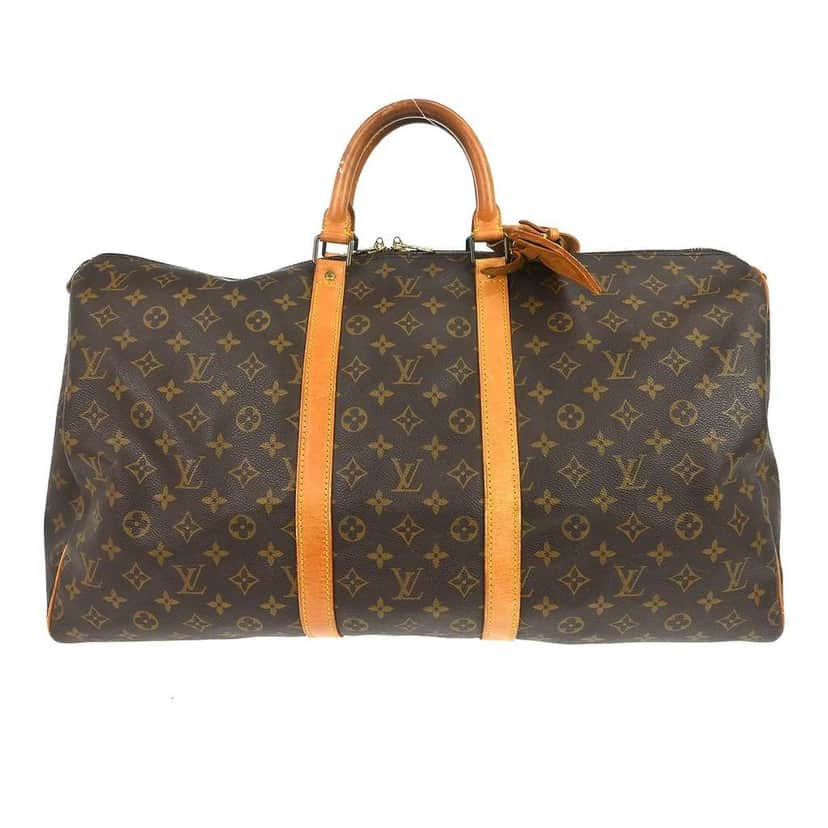 Louis Vuitton Keepall Bandouliere Bag Brown Canvas Fair condition - Front View