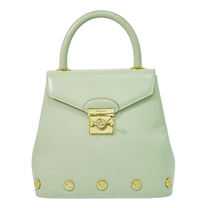 Salvatore Ferragamo Vintage Top handle handbag Green Leather Good condition - Front View