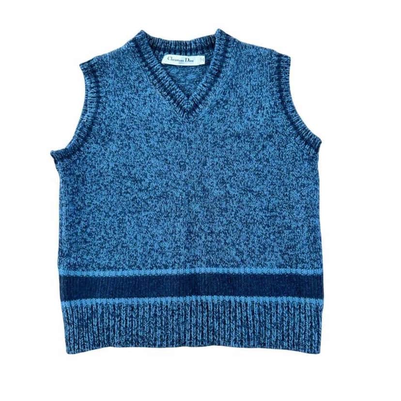 Dior Blue sleeveless sweater Blue Wool Very good condition - Front View