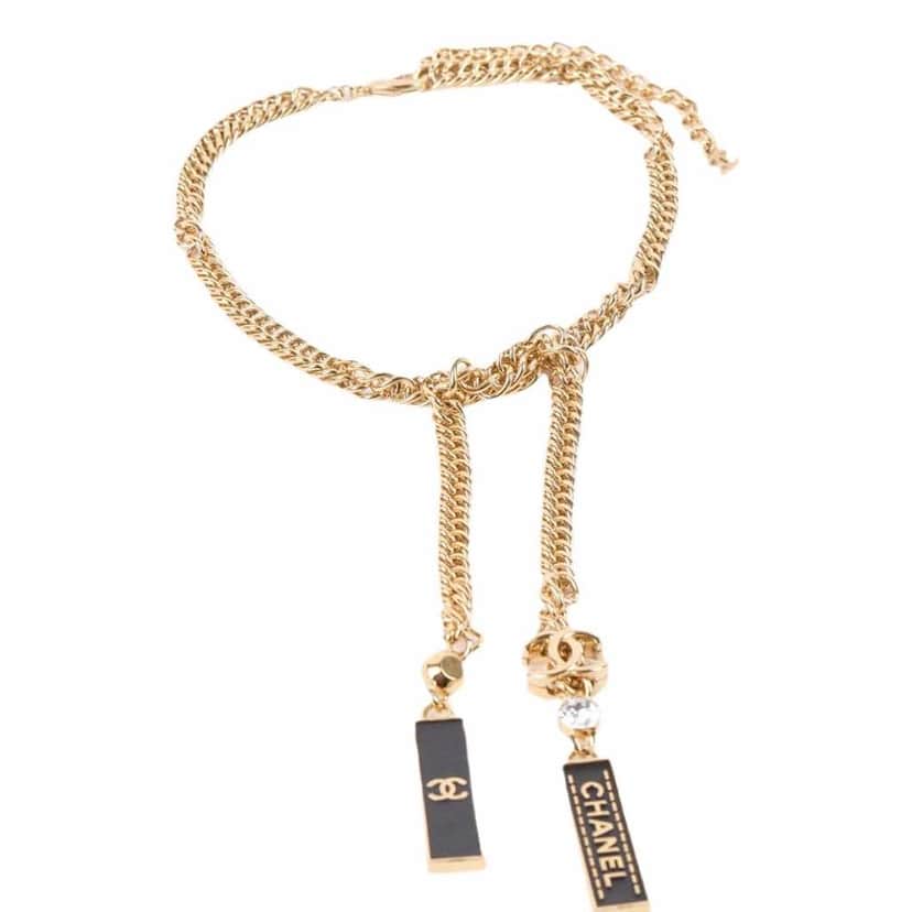 Chanel Knotted chain necklace Gold Metal Very good condition - Front View