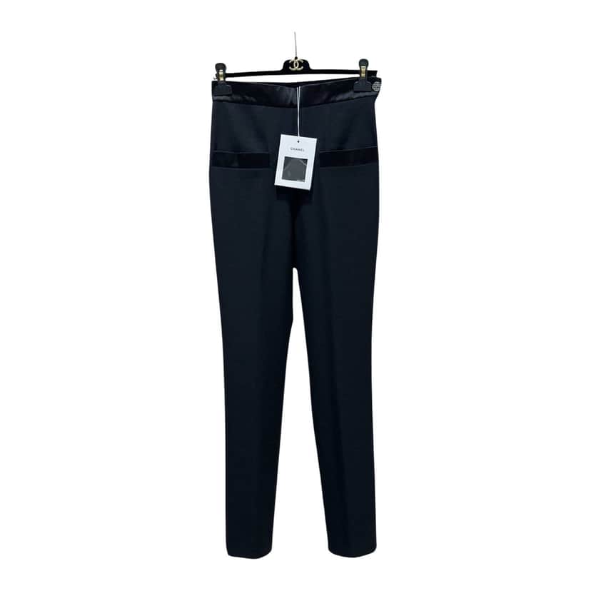 Chanel Pants Trousers Black Wool Never worn, with tag - Front View