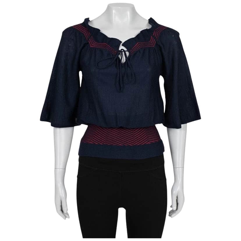 Dior Christian Striped Blouse Blue Silk Very good condition - Front View