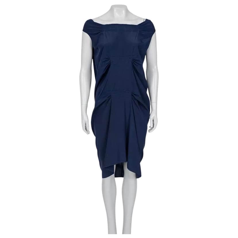 Saint Laurent Straight Loose Fit Dress Blue Cotton Very good condition - Front View