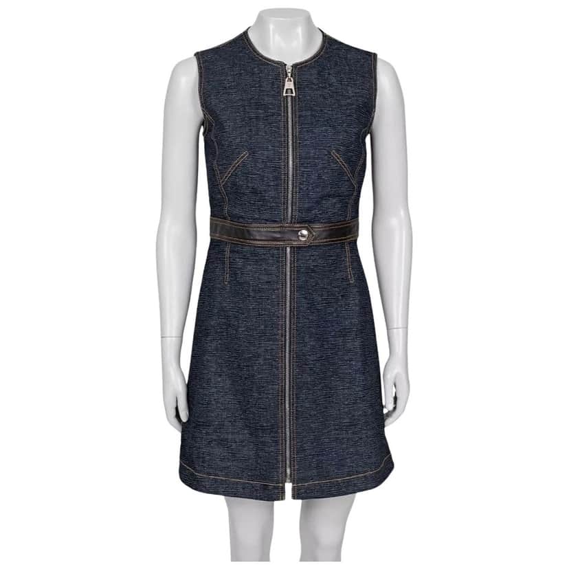 Louis Vuitton Dress with Trim Blue Leather Very good condition - Front View