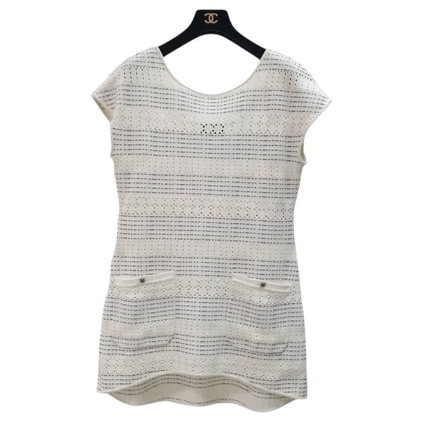 Chanel 2017 Shift Mini Dress Black Cotton Very good condition - Front View