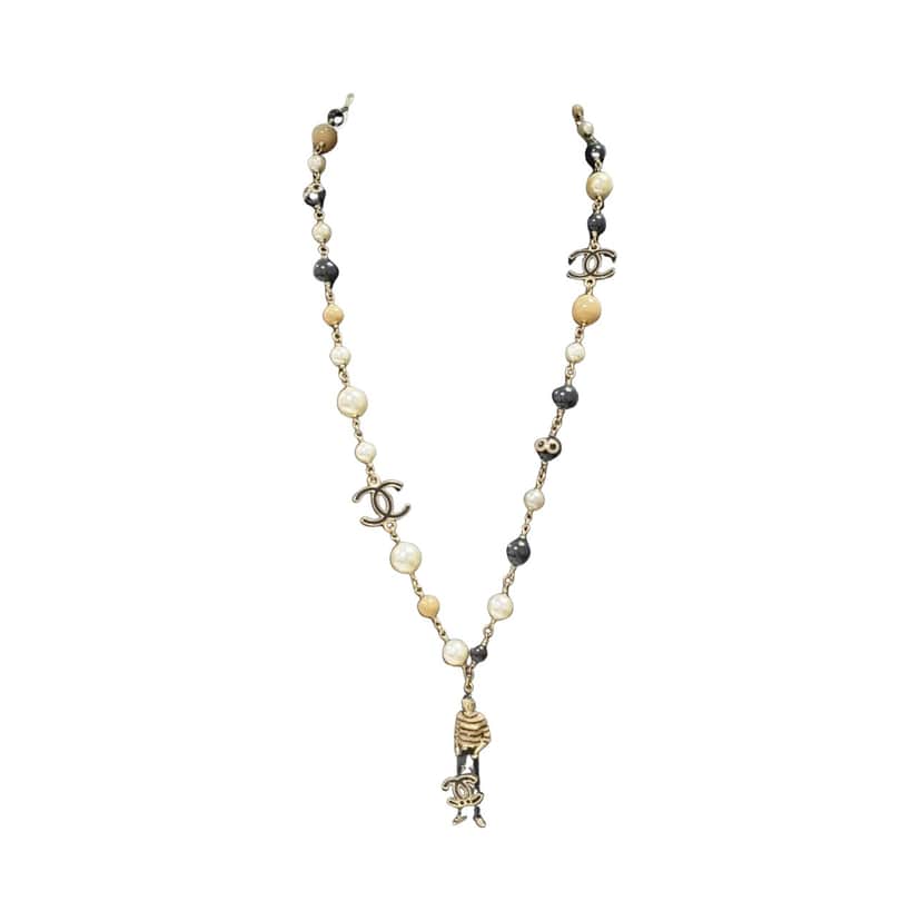 Chanel 2010 CC Necklace Gold Lace Very good condition - Front View