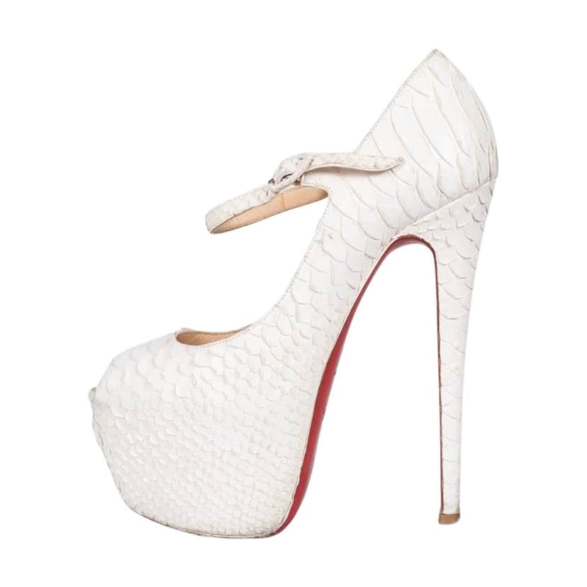 Christian Louboutin Peep Toe Pumps White Leather Very good condition - Front View