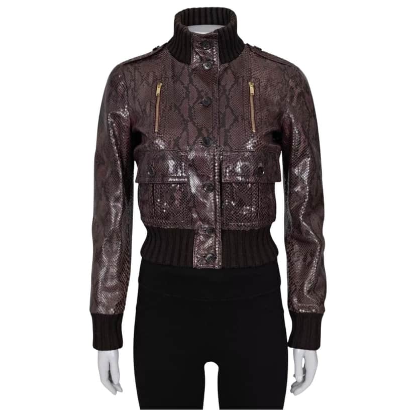 Gucci Jacket Black Leather Very good condition - Front View