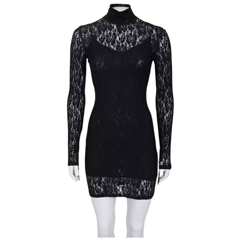 Dolce & Gabbana Lace Dress Black Cotton Very good condition - Front View