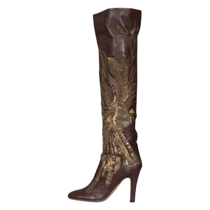 Roberto Cavalli Boots Brown Leather Very good condition - Front View