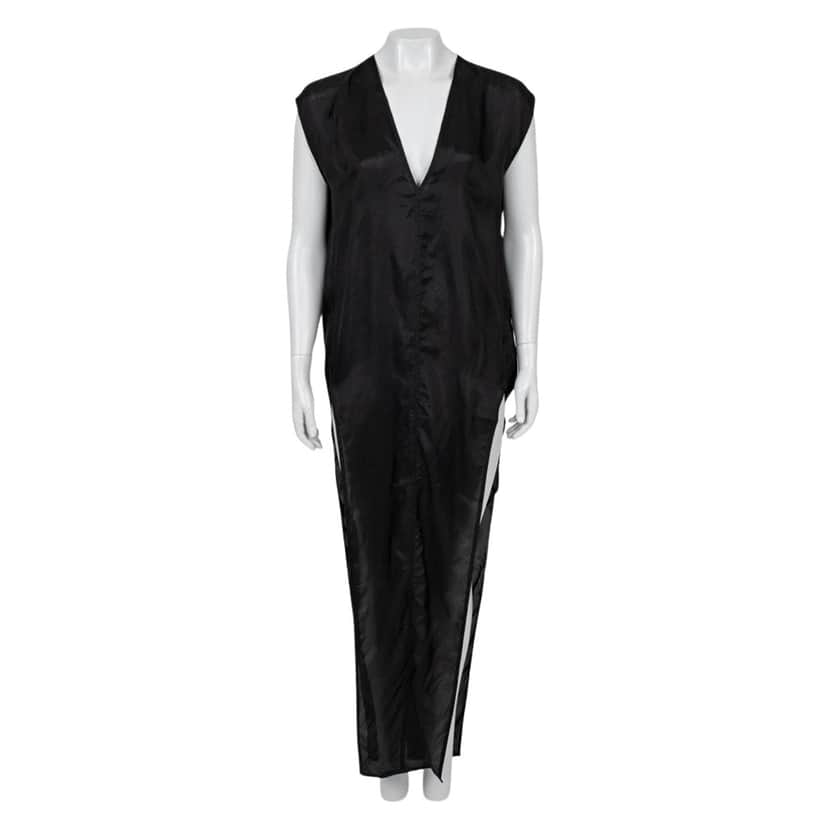Rick Owens Sheer Cupro Loose Flowing Dress Black Cotton Very good condition - Front View