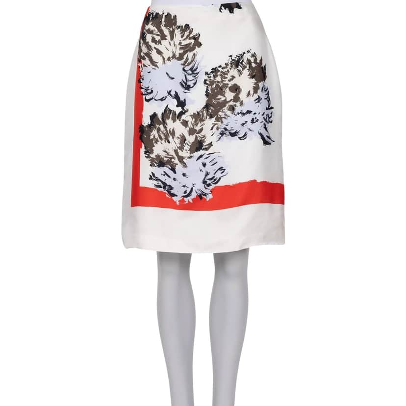 Dior Christian Floral Skirt White Silk Very good condition - Front View
