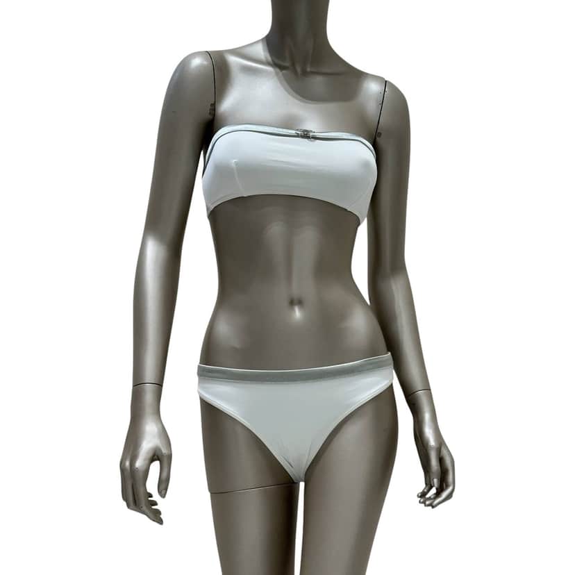 Chanel CC Logo Two Piece Bikini White Cotton Very good condition - Front View