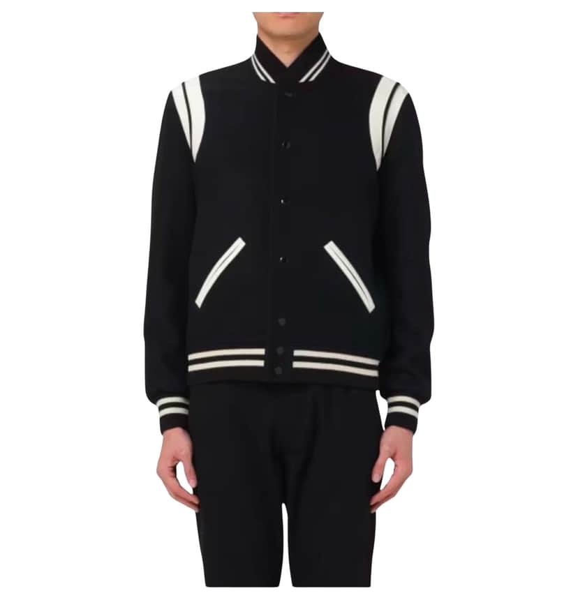 Saint Laurent SLP Teddy Baseball Jacket Black Cotton Very good condition - Front View