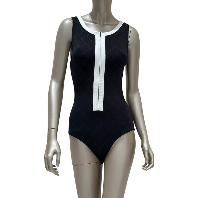 Chanel 2015 Colorblock One Piece Swimsuit Black Very good condition - Front View