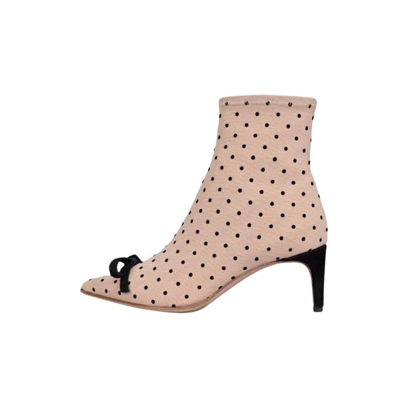 Valentino Garavani Valentino Bow Detail Ankle Boots Beige Leather Very good condition - Front View