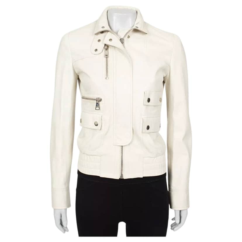 Dolce & Gabbana Jacket White Leather Very good condition - Front View