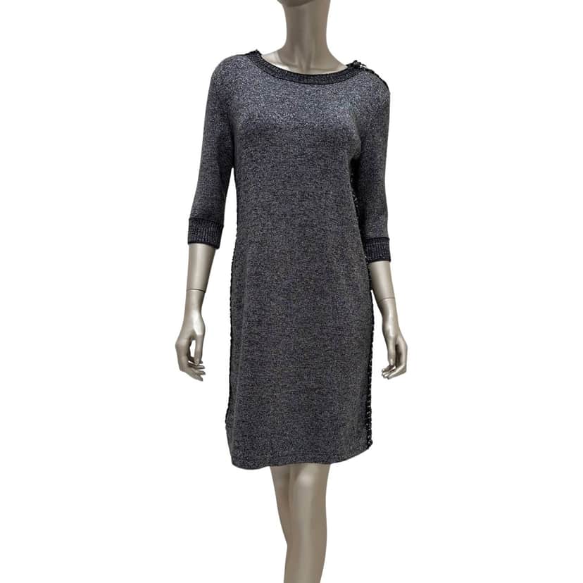 Chanel Pre Fall 2017 Shift Dress Grey Wool Very good condition - Front View
