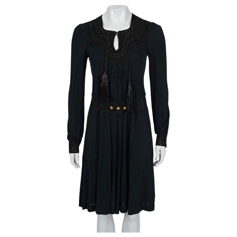 Gucci Fitted Dress with Faux Belt Blue Very good condition - Front View