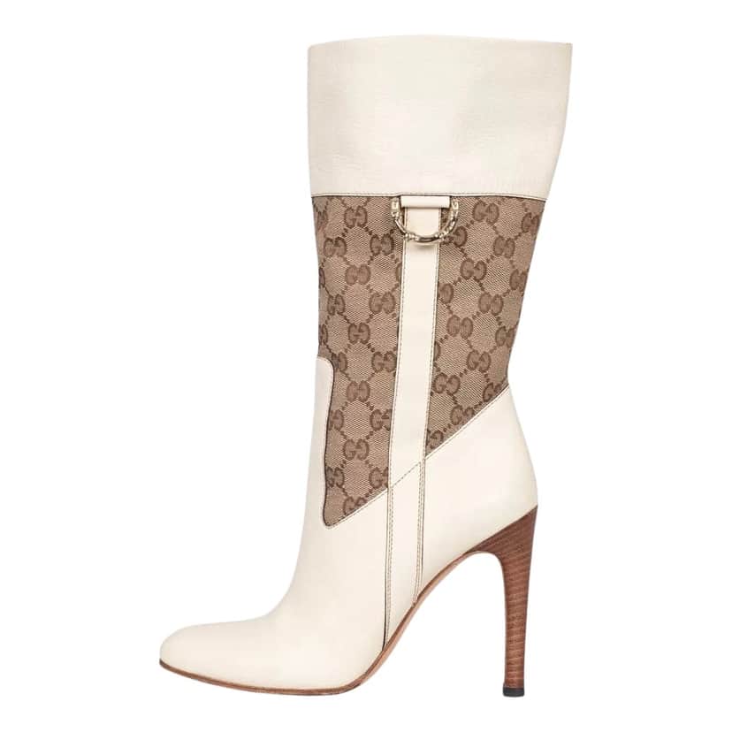 Gucci Ankle Boots White Leather Very good condition - Front View
