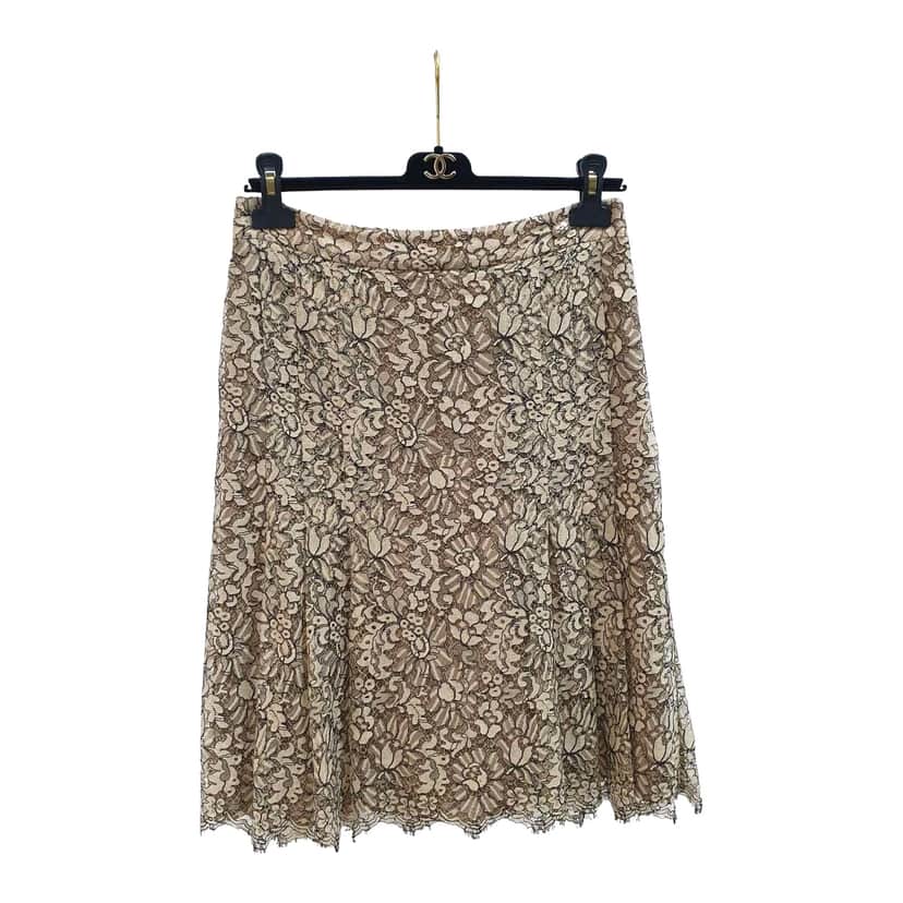 Chanel Floral Lace Skirt Beige Lace Very good condition - Front View
