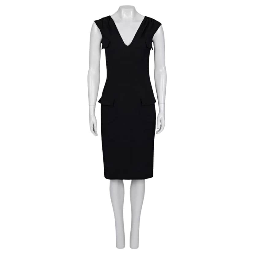 Dior Christian Fitted Dress Black Silk Very good condition - Front View