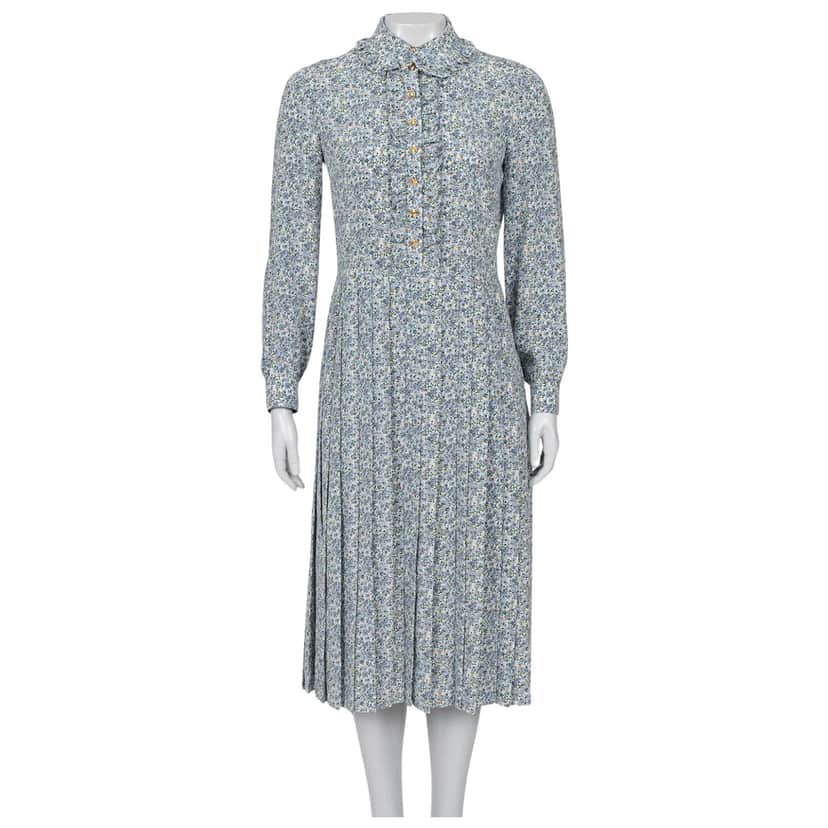 Celine Floral Dress (US Small) Gold Silk Very good condition - Front View