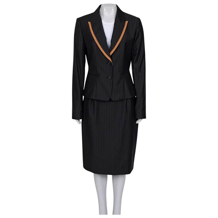 Dior Christian Pinstripe Suit / XXLPre Black Silk Very good condition - Front View
