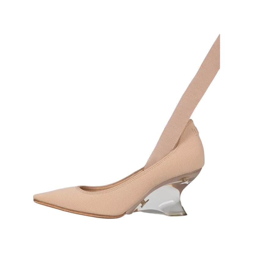 Dior Christian Lace Up Heels Beige Leather Very good condition - Front View